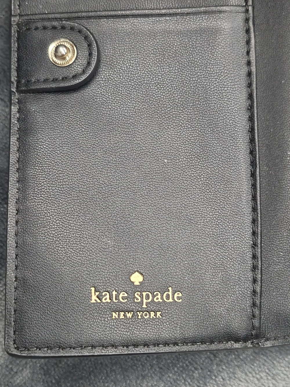 Kate Spade Pebble Leather Braylon Wallet Black Gold Tone
